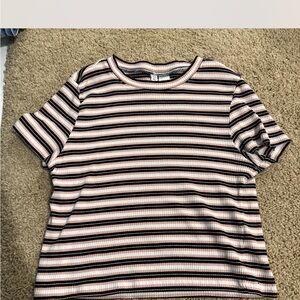 H&M Striped Crop Top - Black, Pink, White